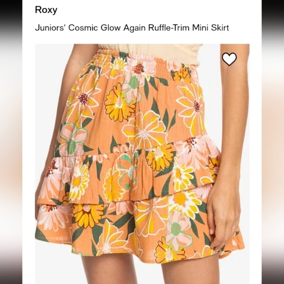 Roxy Cosmic Glow Again Floral Coquette Girl Ruffle Trim Tiered Casual Mini - Picture 2 of 8